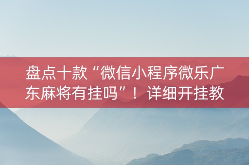 盘点十款“微信小程序微乐广东麻将有挂吗”！详细开挂教程（确实真的有挂)-抖音
