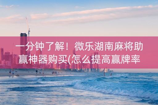 一分钟了解！微乐湖南麻将助赢神器购买(怎么提高赢牌率)