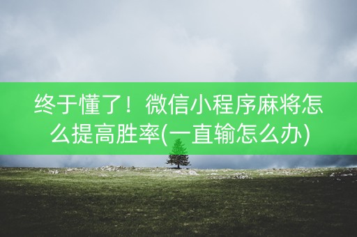 终于懂了！微信小程序麻将怎么提高胜率(一直输怎么办)
