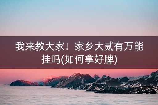 我来教大家！家乡大贰有万能挂吗(如何拿好牌)