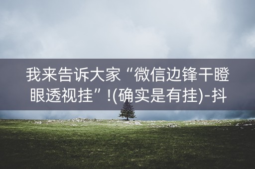 我来告诉大家“微信边锋干瞪眼透视挂”!(确实是有挂)-抖音
