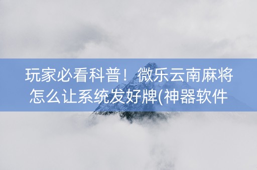 玩家必看科普！微乐云南麻将怎么让系统发好牌(神器软件)