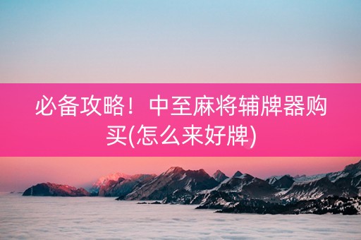 必备攻略！中至麻将辅牌器购买(怎么来好牌)
