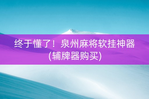 终于懂了！泉州麻将软挂神器(辅牌器购买)