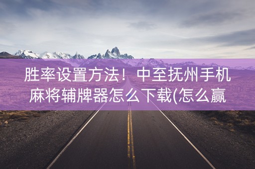 胜率设置方法！中至抚州手机麻将辅牌器怎么下载(怎么赢得多)