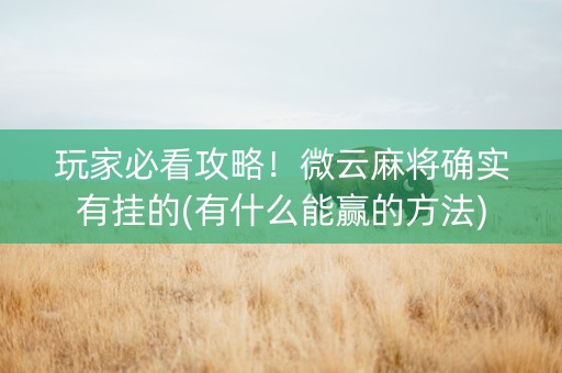 玩家必看攻略！微云麻将确实有挂的(有什么能赢的方法)