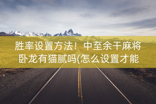 胜率设置方法！中至余干麻将卧龙有猫腻吗(怎么设置才能赢)