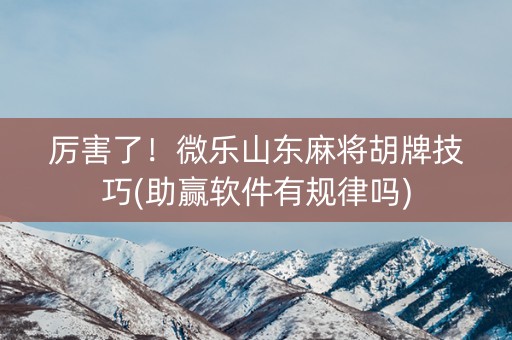 厉害了！微乐山东麻将胡牌技巧(助赢软件有规律吗)