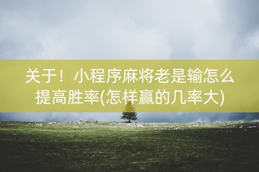 关于！小程序麻将老是输怎么提高胜率(怎样赢的几率大)
