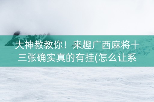 大神教教你！来趣广西麻将十三张确实真的有挂(怎么让系统给好牌)