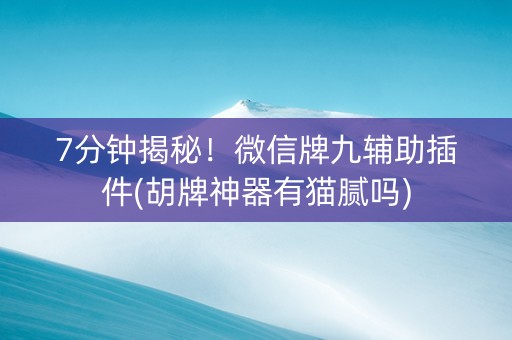 7分钟揭秘！微信牌九辅助插件(胡牌神器有猫腻吗)