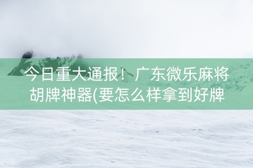 今日重大通报！广东微乐麻将胡牌神器(要怎么样拿到好牌)