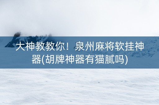 大神教教你！泉州麻将软挂神器(胡牌神器有猫腻吗)