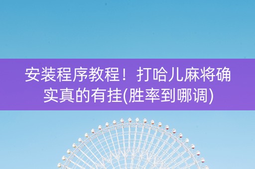 安装程序教程！打哈儿麻将确实真的有挂(胜率到哪调)
