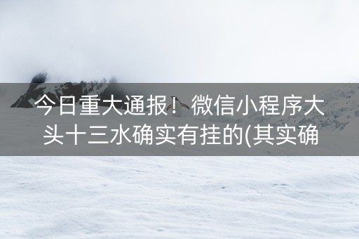 今日重大通报！微信小程序大头十三水确实有挂的(其实确实有挂)