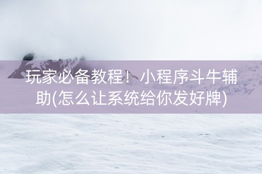 玩家必备教程！小程序斗牛辅助(怎么让系统给你发好牌)
