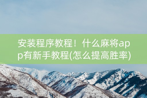 安装程序教程！什么麻将app有新手教程(怎么提高胜率)