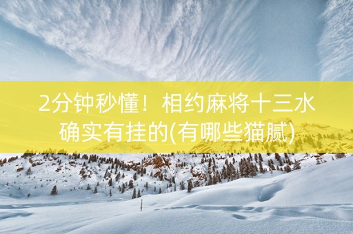 2分钟秒懂！相约麻将十三水确实有挂的(有哪些猫腻)
