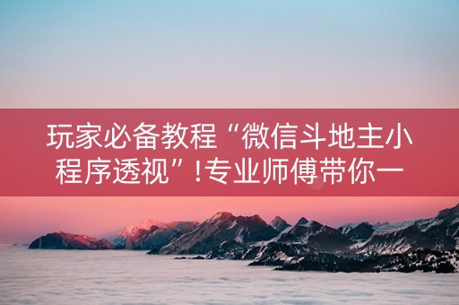 玩家必备教程“微信斗地主小程序透视”!专业师傅带你一起了解（详细教程）-抖音