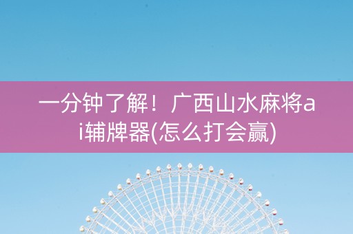 一分钟了解！广西山水麻将ai辅牌器(怎么打会赢)