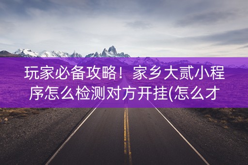 玩家必备攻略！家乡大贰小程序怎么检测对方开挂(怎么才能来好牌)