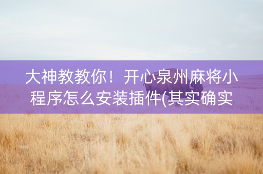 大神教教你！开心泉州麻将小程序怎么安装插件(其实确实有挂)