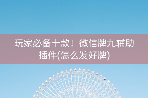 玩家必备十款！微信牌九辅助插件(怎么发好牌)