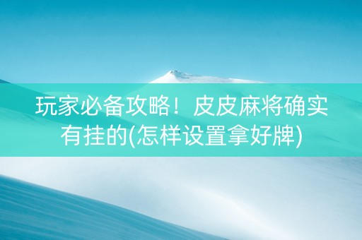 玩家必备攻略！皮皮麻将确实有挂的(怎样设置拿好牌)