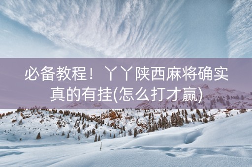 必备教程！丫丫陕西麻将确实真的有挂(怎么打才赢)