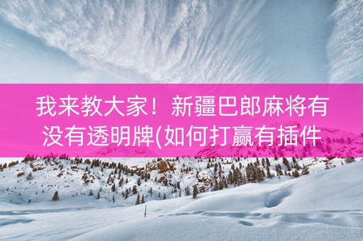 我来教大家！新疆巴郎麻将有没有透明牌(如何打赢有插件吗)