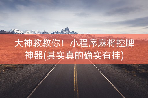大神教教你！小程序麻将控牌神器(其实真的确实有挂)