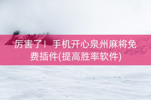 厉害了！手机开心泉州麻将免费插件(提高胜率软件)