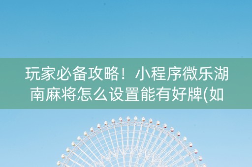 玩家必备攻略！小程序微乐湖南麻将怎么设置能有好牌(如何打赢有插件吗)