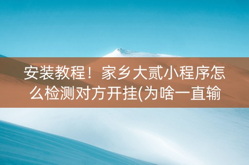 安装教程！家乡大贰小程序怎么检测对方开挂(为啥一直输)