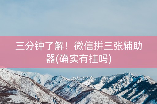 三分钟了解！微信拼三张辅助器(确实有挂吗)