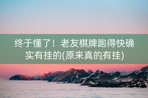 终于懂了！老友棋牌跑得快确实有挂的(原来真的有挂)