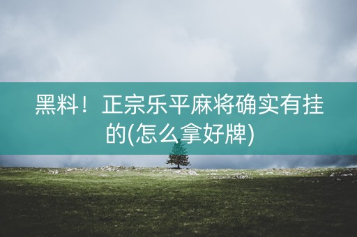 黑料！正宗乐平麻将确实有挂的(怎么拿好牌)