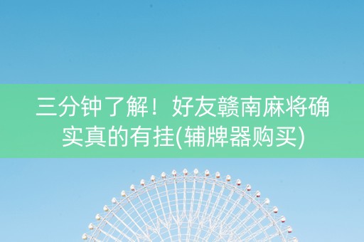 三分钟了解！好友赣南麻将确实真的有挂(辅牌器购买)