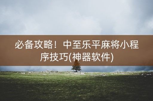 必备攻略！中至乐平麻将小程序技巧(神器软件)