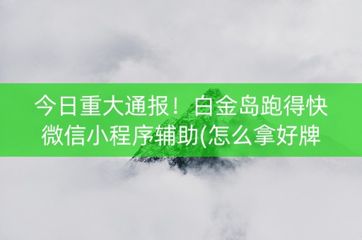 今日重大通报！白金岛跑得快微信小程序辅助(怎么拿好牌)