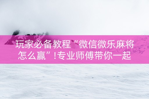 玩家必备教程“微信微乐麻将怎么赢”!专业师傅带你一起了解（详细教程）-抖音