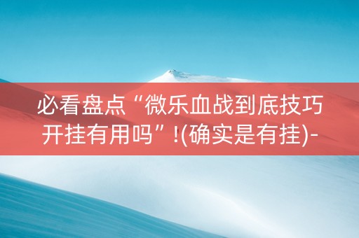 必看盘点“微乐血战到底技巧开挂有用吗”!(确实是有挂)-抖音