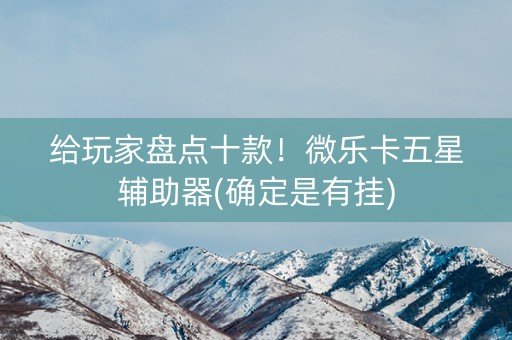 给玩家盘点十款！微乐卡五星辅助器(确定是有挂)