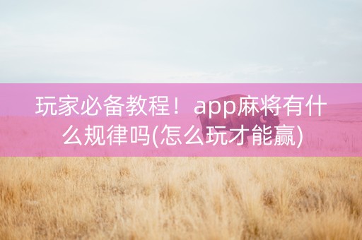 玩家必备教程！app麻将有什么规律吗(怎么玩才能赢)