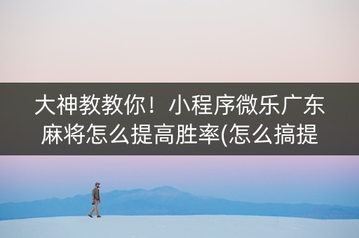 大神教教你！小程序微乐广东麻将怎么提高胜率(怎么搞提高胜率)