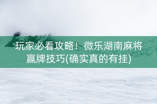玩家必看攻略！微乐湖南麻将赢牌技巧(确实真的有挂)
