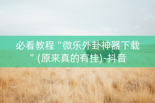 必看教程“微乐外卦神器下载”(原来真的有挂)-抖音