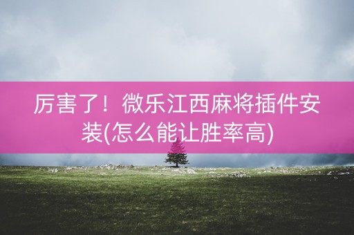 厉害了！微乐江西麻将插件安装(怎么能让胜率高)