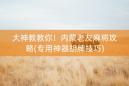 大神教教你！内蒙老友麻将攻略(专用神器胡牌技巧)
