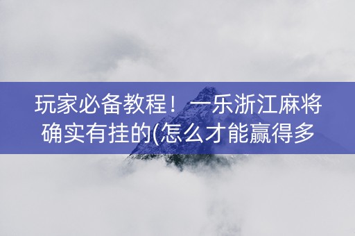 玩家必备教程！一乐浙江麻将确实有挂的(怎么才能赢得多)